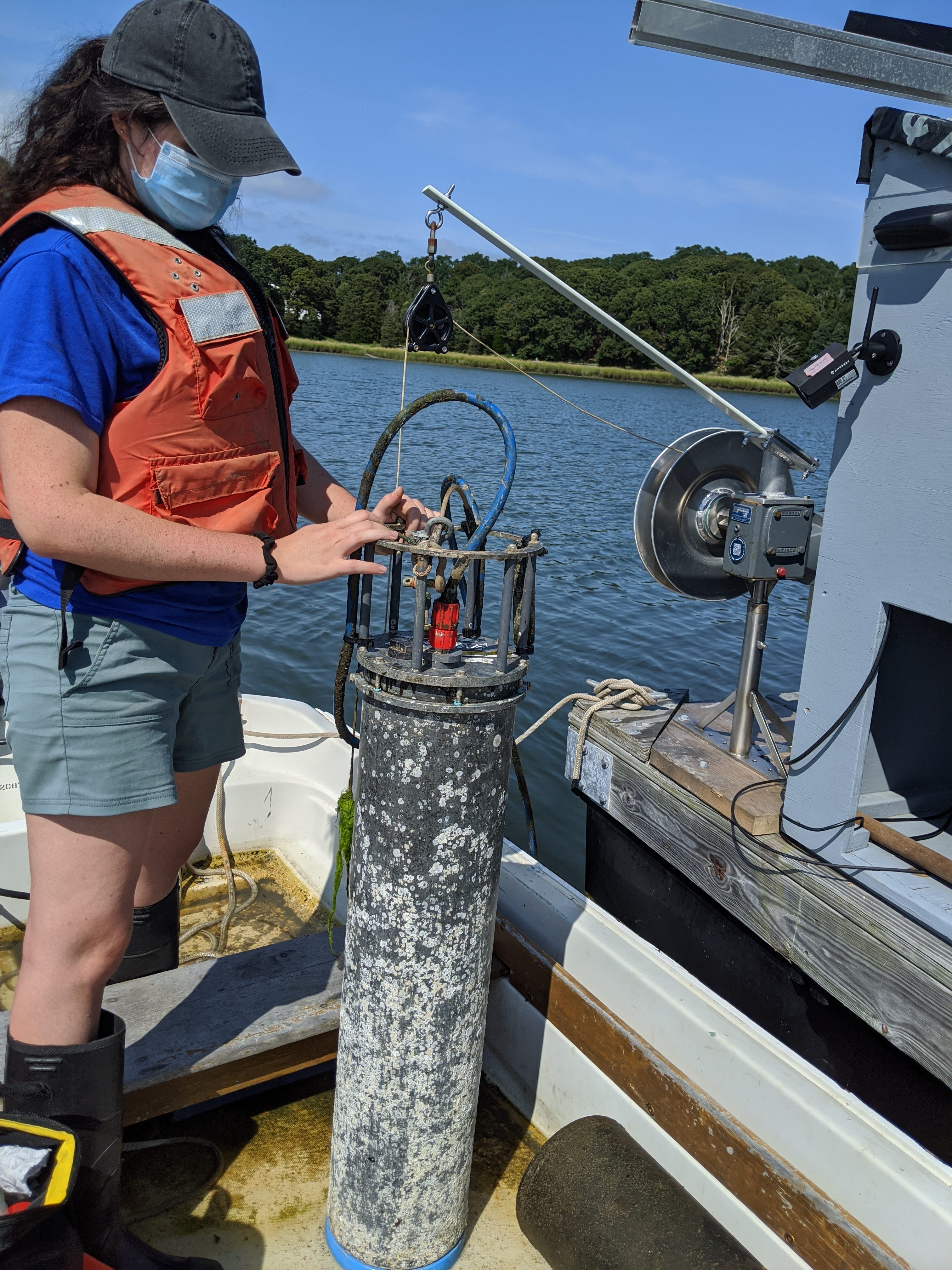 Research Assistant Victoria Uva replaces an IFCB in Eastham, MA. (Photo by Mrunmayee Pathare)